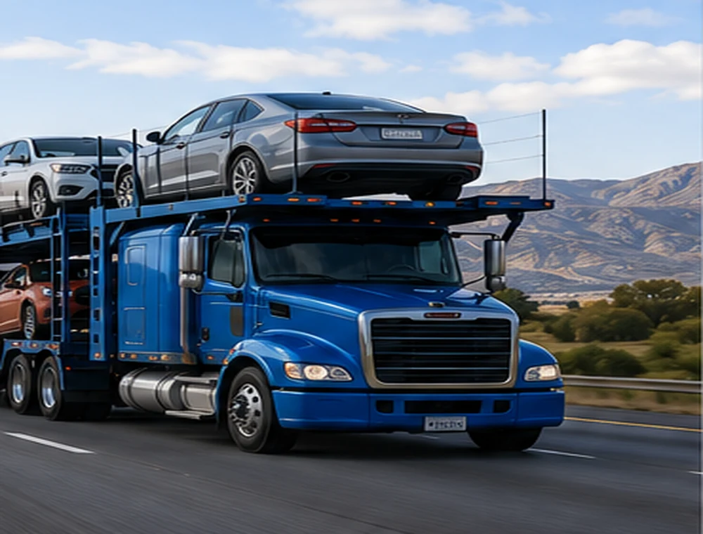 Car transport carrier close-up